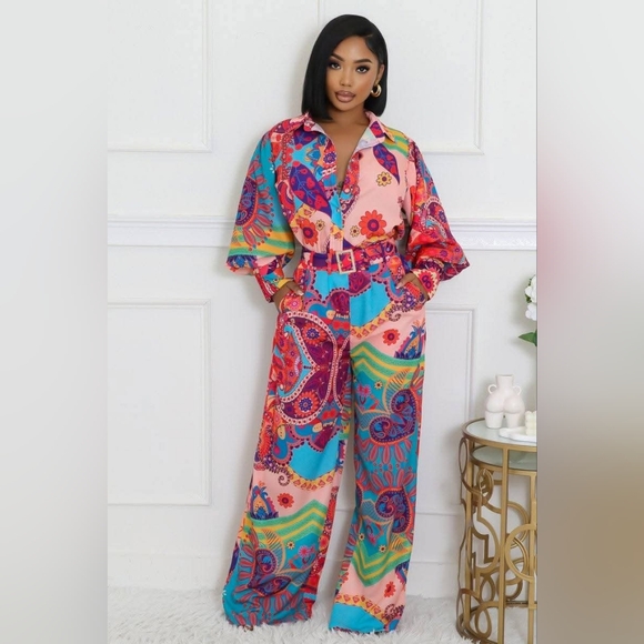 Goodtimeusa Pants - Head To Toe Paisley Print Pant Set TALL GIRL FRIENDLY Inseam 31